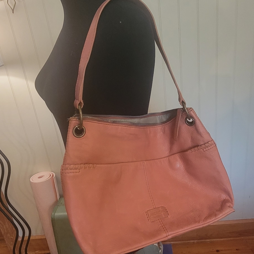 American Leather Co brown 100% leather shoulder Purse